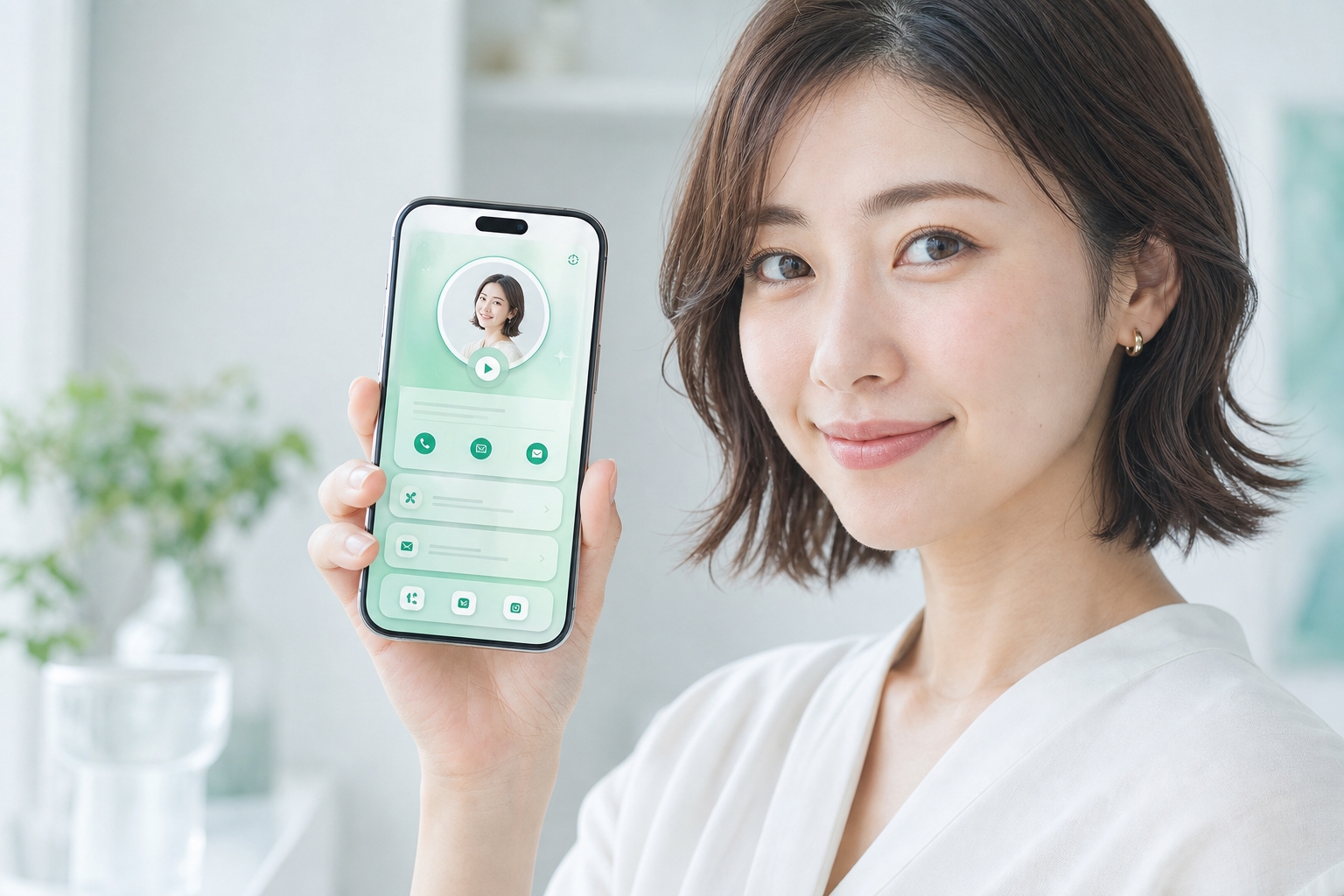 スマホに表示された完成した声の名刺のイメージ
